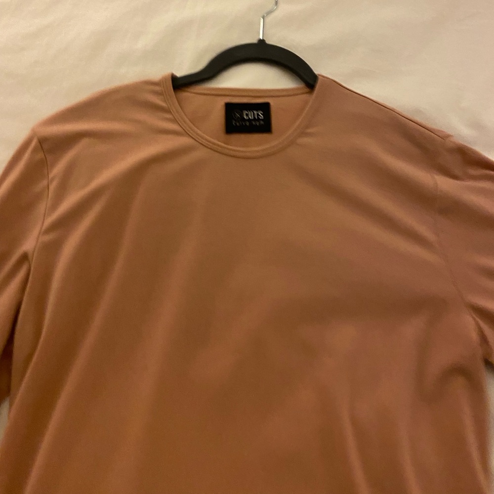 Cuts Clothing Light orange long sleeve t shirt, curve crew